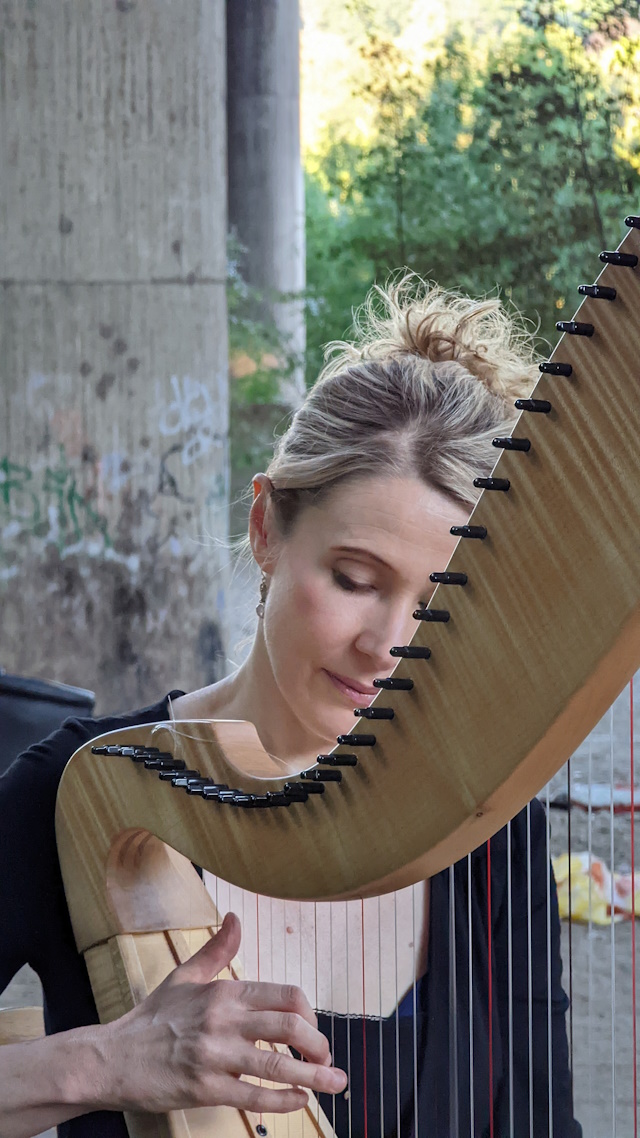 Juliane Bärwaldt an der Harfe