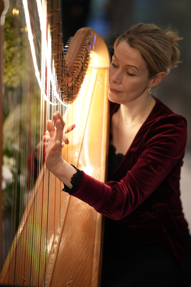 Juliane B&auml;rwaldt an der Harfe